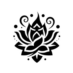 Elegant Black Lotus Flower Vector Design, Zen, Minimalist, Spiritual