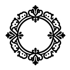 Elegant Circular Ornament, Black and White, Decorative Design Element