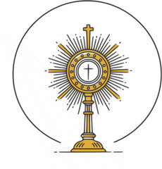 Fototapeta premium Monstrance Christi Sacrament of the eucharist icon in circle round black color vector illustration image outline contour line thin style 
