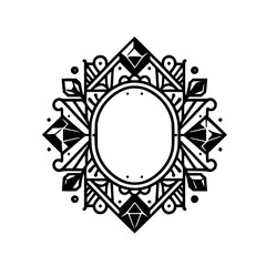 Geometric Tattoo Style Frame: Black and White Ornamental Design