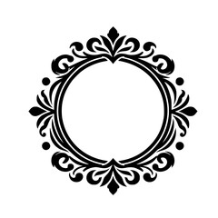 Elegant Black & White Decorative Frame, Floral Design Element