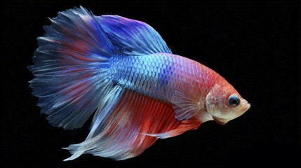 Swimming Fish with Flowing Fins on Dark Background
