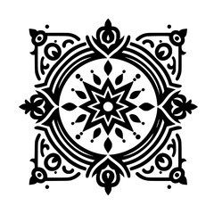 Obraz premium Intricate Black and White Ornamental Geometric Mandala Design