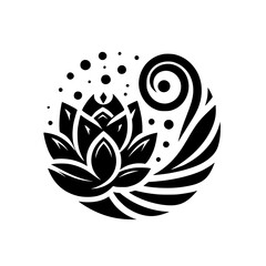 Black and White Lotus Flower Mandala - Minimalist Design