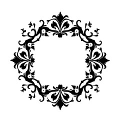 Elegant Black Floral Frame, Ornamental Flourish, Decorative Design Element