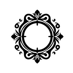 Elegant Black Floral Frame Design on White Background