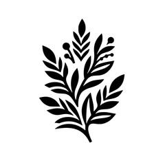 Minimalist Black & White Botanical Illustration, Floral Design Element