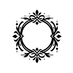 Elegant Black & White Circular Ornamental Frame - Vintage Design
