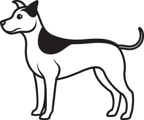 Black and White Dog Vector — Outline Line Art for Coloring Pages and Print