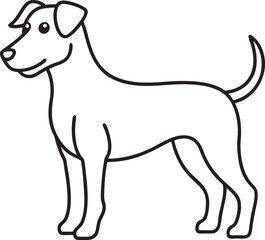 Black and White Dog Vector — Outline Line Art for Coloring Pages and Print