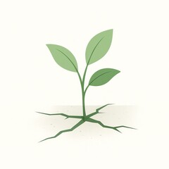 Fototapeta premium Green Plant Growth Emerging from Soil Illustration