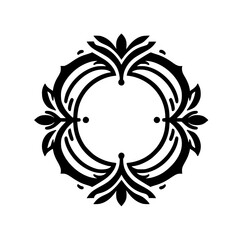 Elegant Black & White Floral Frame Design, Vector Illustration