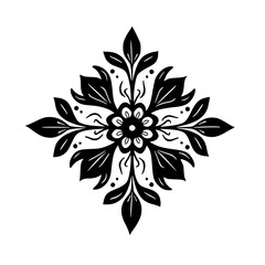 Elegant Floral Motif Black and White Vector Design