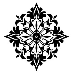 Black and White Floral Mandala Pattern - Symmetry, Elegance, and Design