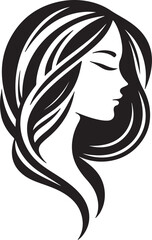 Elegant Abstract Female Silhouette Vector with Flowing Hair on White Background	