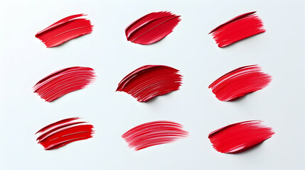 Fototapeta premium Red Lipstick Swatches on White Background