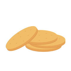 Round crackers isolated vector. Round crackers on white background.