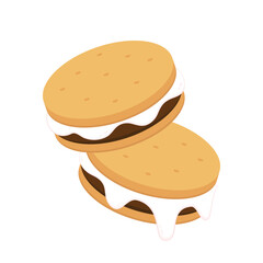 Chocolate bar and graham crackers. S'more graham cracker, chocolate, and marshmallow.