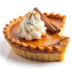 Delicious Pumpkin Pie Slice with Whipped Cream and Cinnamon