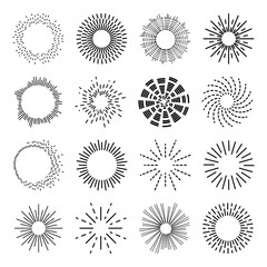 Set circular equalizer. Audio waves for music sounds. Abstract radial radio and voice volume symbol.