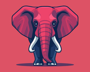 Obraz premium Cute cartoon elephant on a pink background. Colorful vector illustration. 
