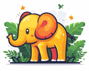 Obraz premium Cute cartoon elephant . Colorful vector illustration.