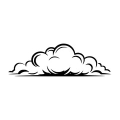 Stylized Black Vector Cloud or Smoke Graphic Element with Dynamic Line Art