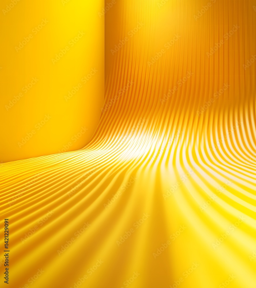 Poster yellow abstract wave pattern with light reflection