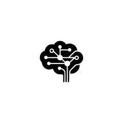 Minimalist Black Icon of Brain Circuit - AI, Technology & Digital Mind Concept