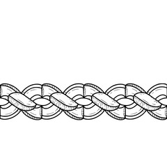 Graphic Hand-Drawn Wavy Chain Pattern Border in Black and White - Decorative Sketch Design Element