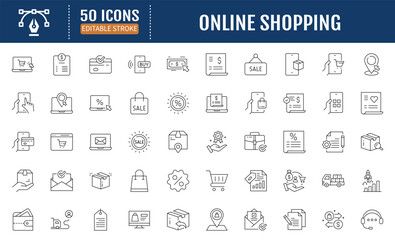 E-commerce icons set. Shopping. Online shopping thin line icons vector