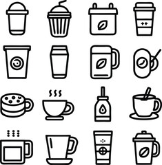 Coffee cup icons set vector illustration of drink symbol for cafe or restaurant design