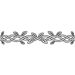 Minimalist Black and White Vine and Leaf Line Art Graphic Border Design