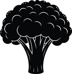 Broccoli Silhouette Vector - Fresh Black Vegetable Graphic Vector EPS File