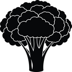 Broccoli Silhouette Vector - Fresh Black Vegetable Graphic Vector EPS File
