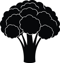 Broccoli Silhouette Vector - Fresh Black Vegetable Graphic Vector EPS File