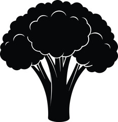 Broccoli Silhouette Vector - Fresh Black Vegetable Graphic Vector EPS File