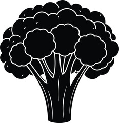 Broccoli Silhouette Vector - Fresh Black Vegetable Graphic Vector EPS File