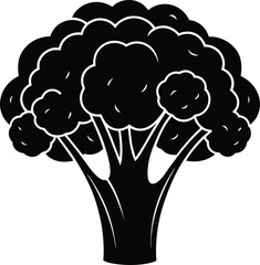 Broccoli Silhouette Vector - Fresh Black Vegetable Graphic Vector EPS File