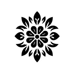 Elegant Black and White Floral Silhouette Graphic - Symmetrical Ornament Design Element