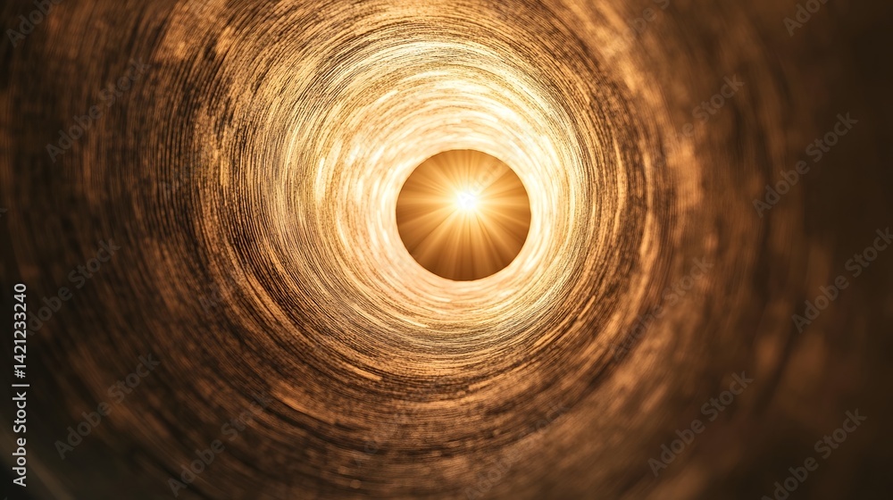 Poster a tunnel with a bright light at the end, creating a glowing effect