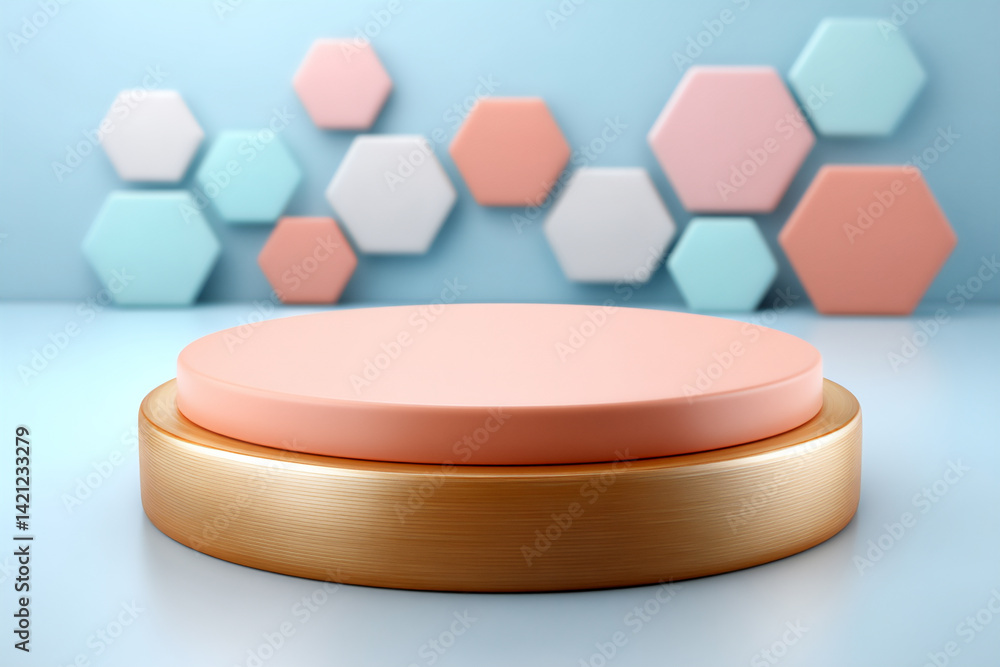 Poster peach platform honeycomb pattern overlap