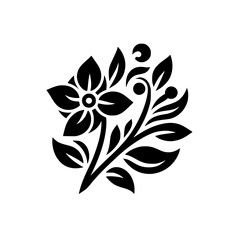 Elegant Black & White Minimalist Floral Graphic Design Element