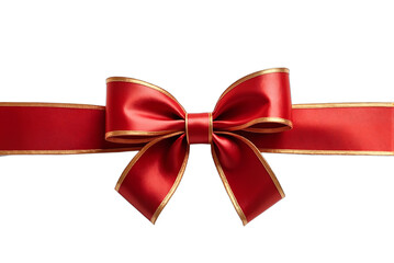 Fototapeta premium Red and gold ribbon tied in a bow. Festive design element, gift wrapping, Christmas decor, New Year celebration, Valentine's Day, awards, isolated on transparent background.