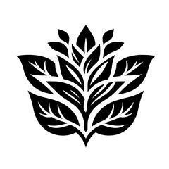 Elegant Stylized Floral Leaf Design - Black Silhouette Icon or Decoration