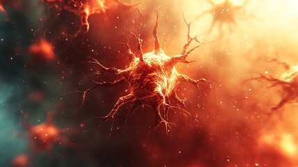 3D rendering of dendritic cells and macrophage cells attacking cancer cell in human body, microscopic view of malignant tumor cells for medical research, oncology, health science, immunotherapy