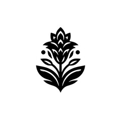 Modern Stylized Black and White Floral Graphic Icon