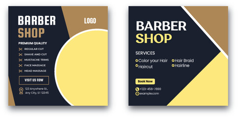 Elegant Barber Shop Social Media Post Design Template Promotion Idea