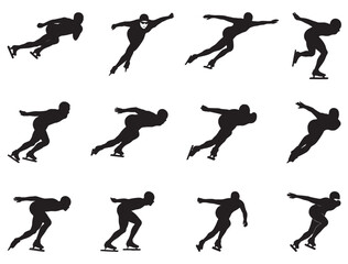 SPEED SKATING SILHOUETTE WHITE BACKGROUND
