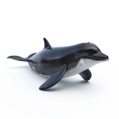 Naklejka premium Black and white dolphin, stylized illustration.